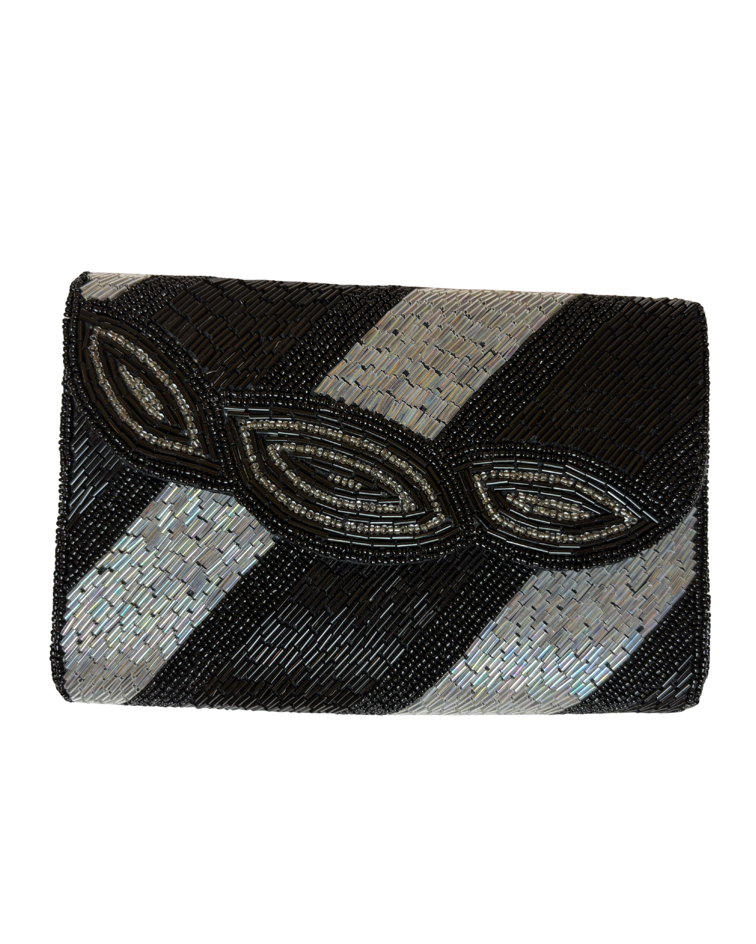 Geantă de seară cu margele negre si albe