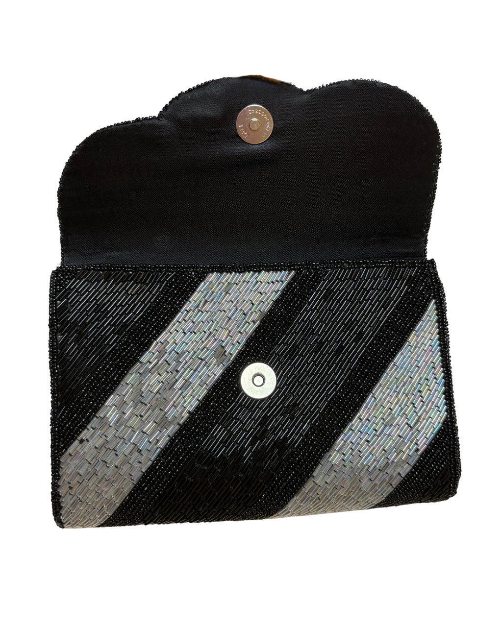 Geantă de seară cu margele negre si albe