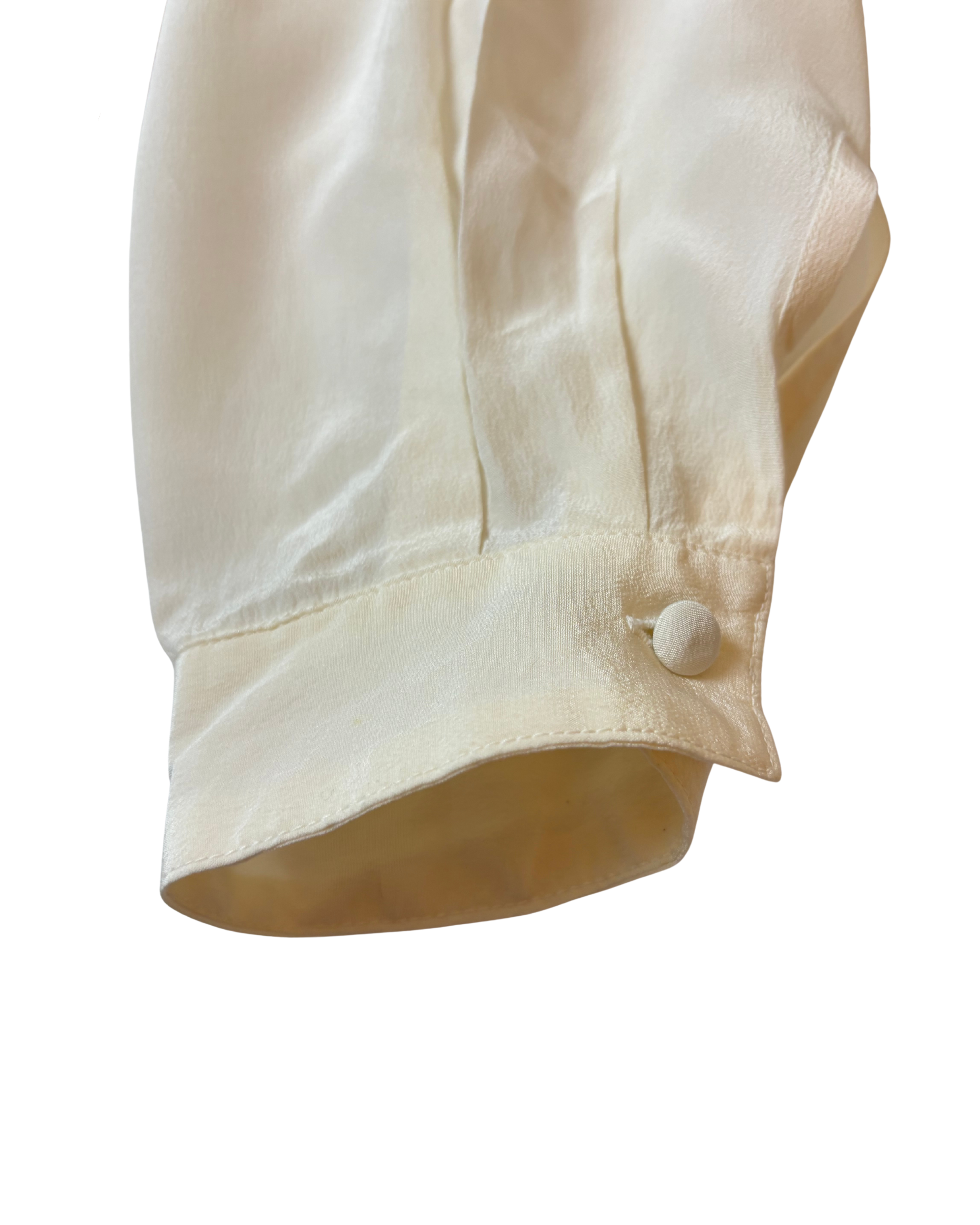 Camasa Vintage din Matase cu broderie pe guler si buzunar