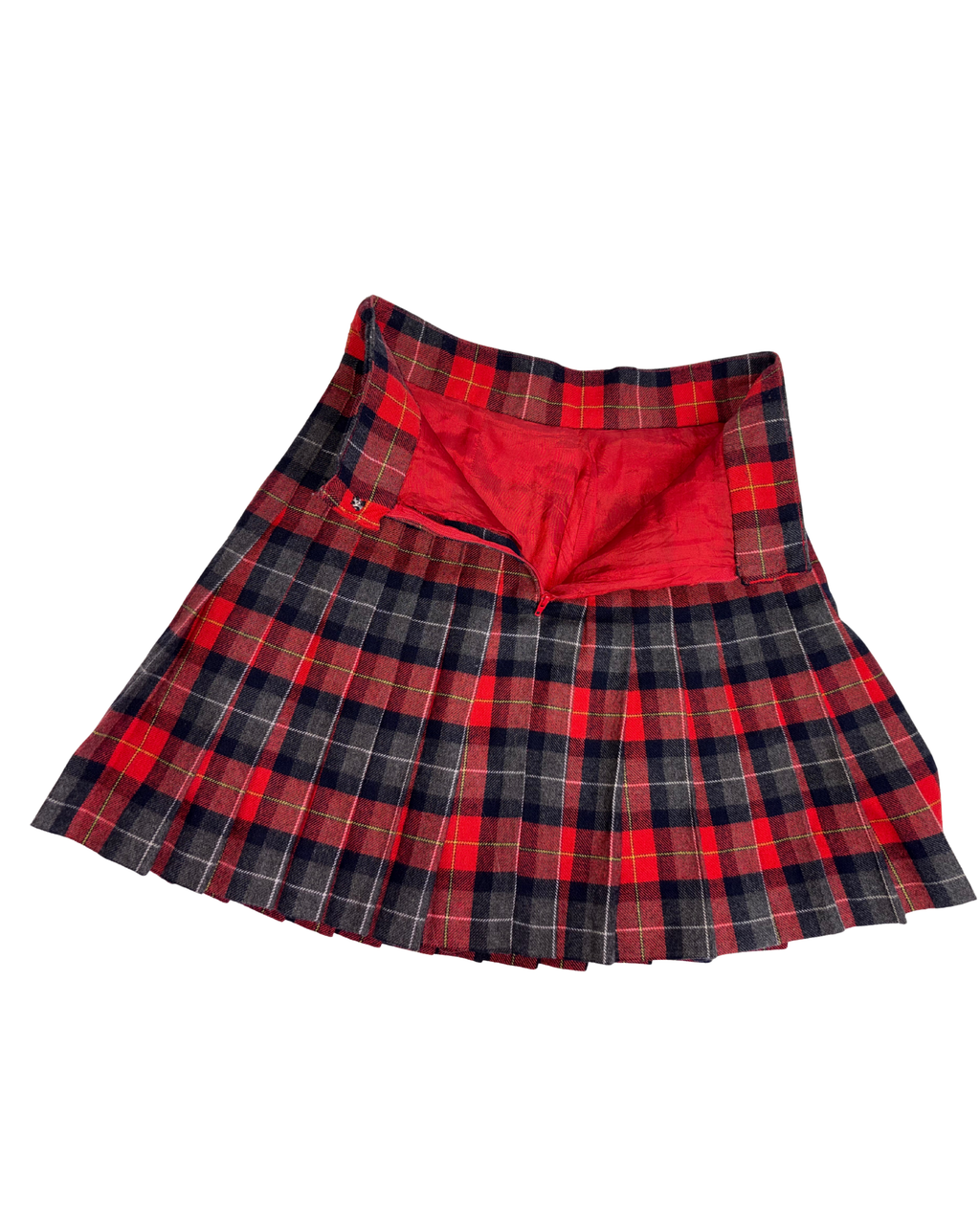 Tartan miniskirt rosie cu gri
