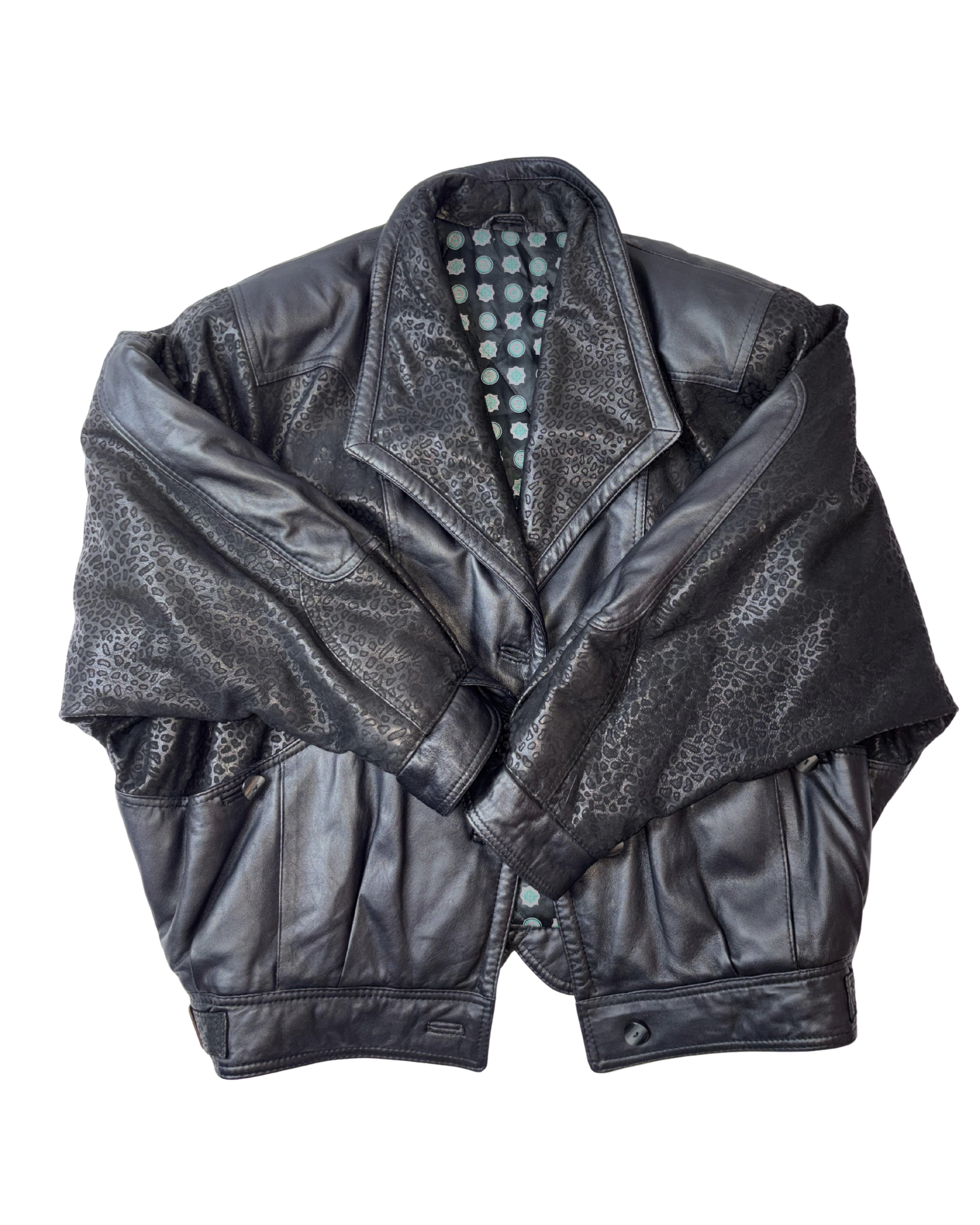 Geaca de piele Bomber Leopard