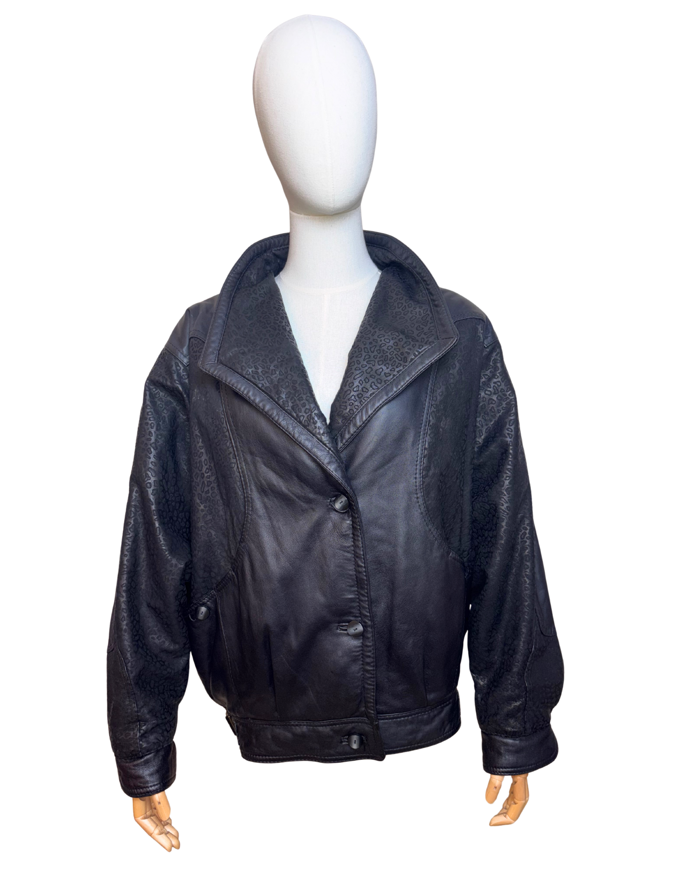 Geaca de piele Bomber Leopard