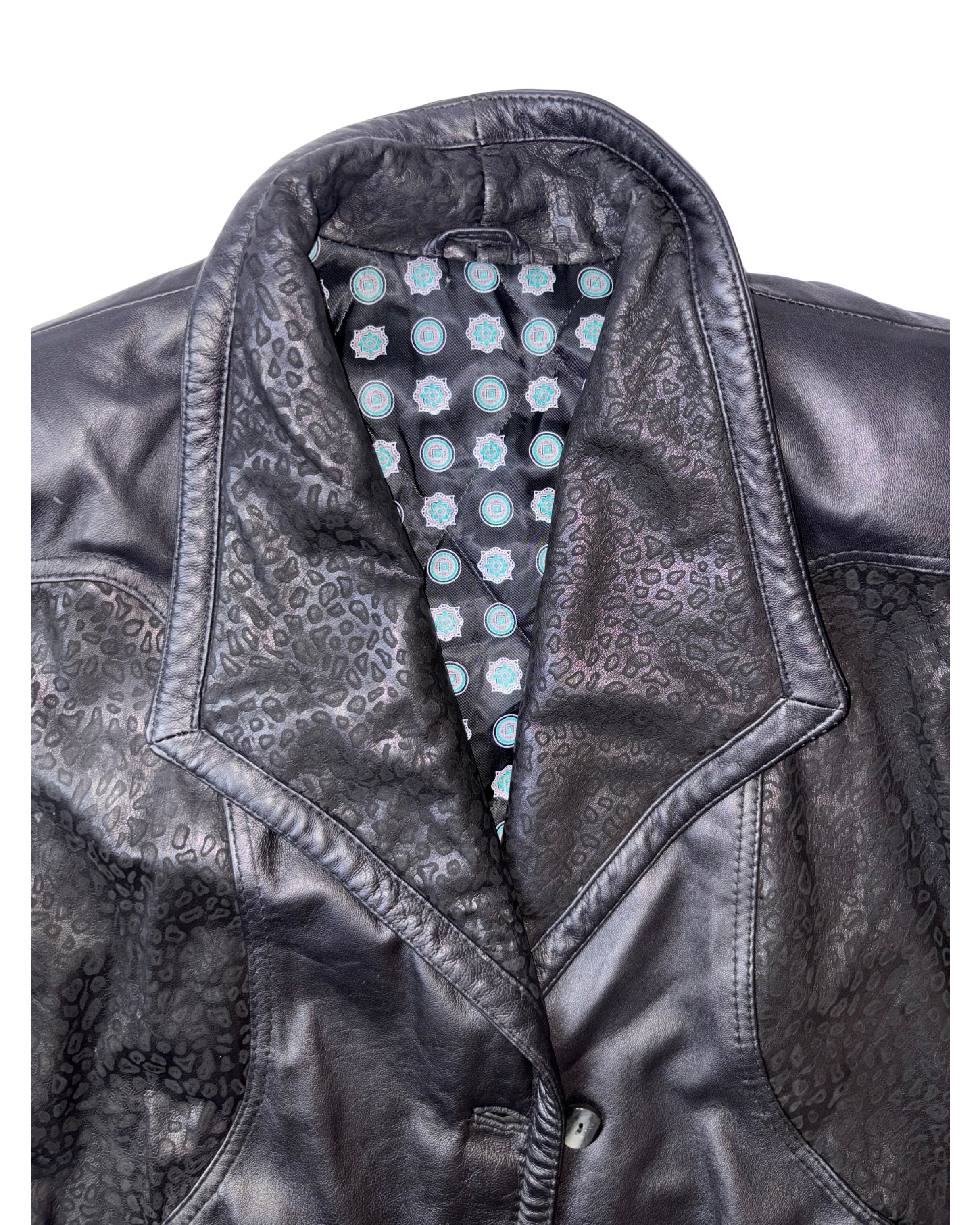 Geaca de piele Bomber Leopard
