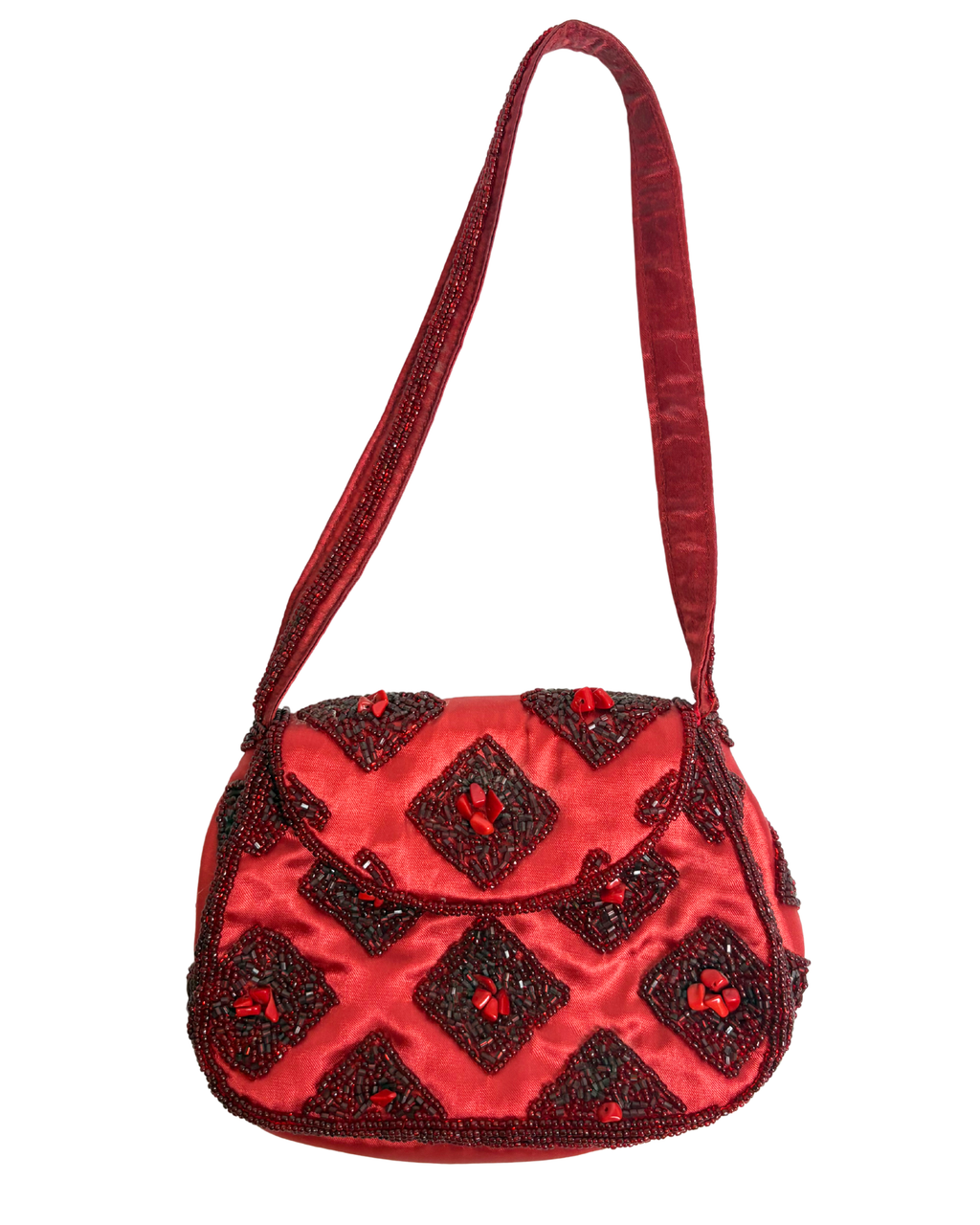 Geanta mini rosie cu margele