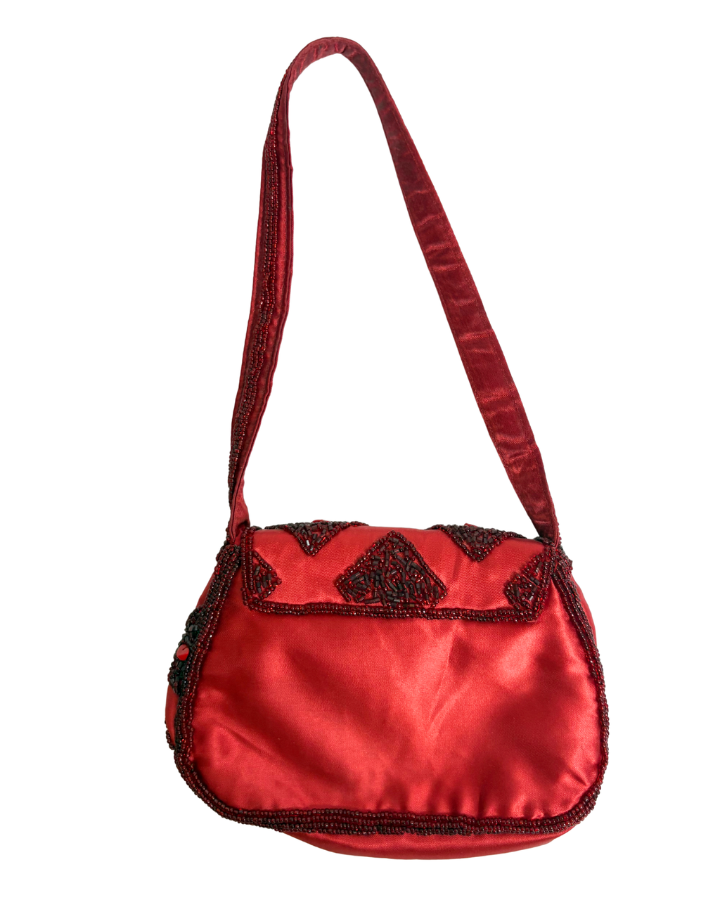 Geanta mini rosie cu margele