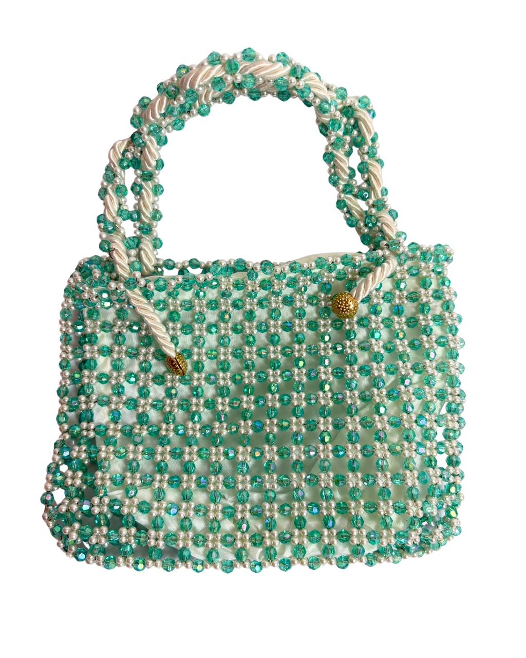 Geanta mini verde cu margele