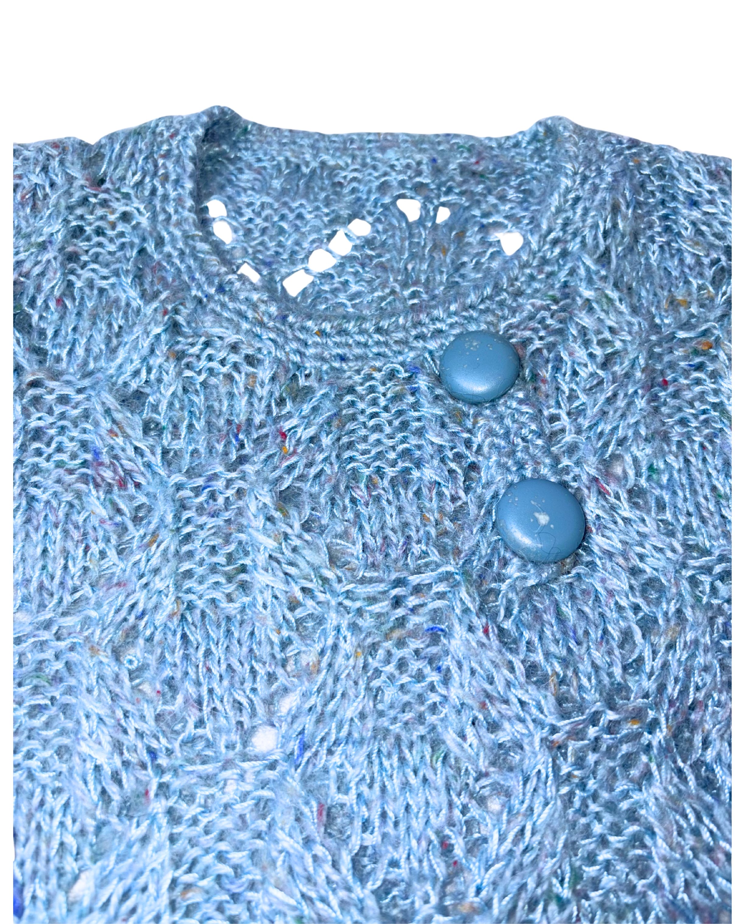 Pulover din Mohair albastru cu Butoni