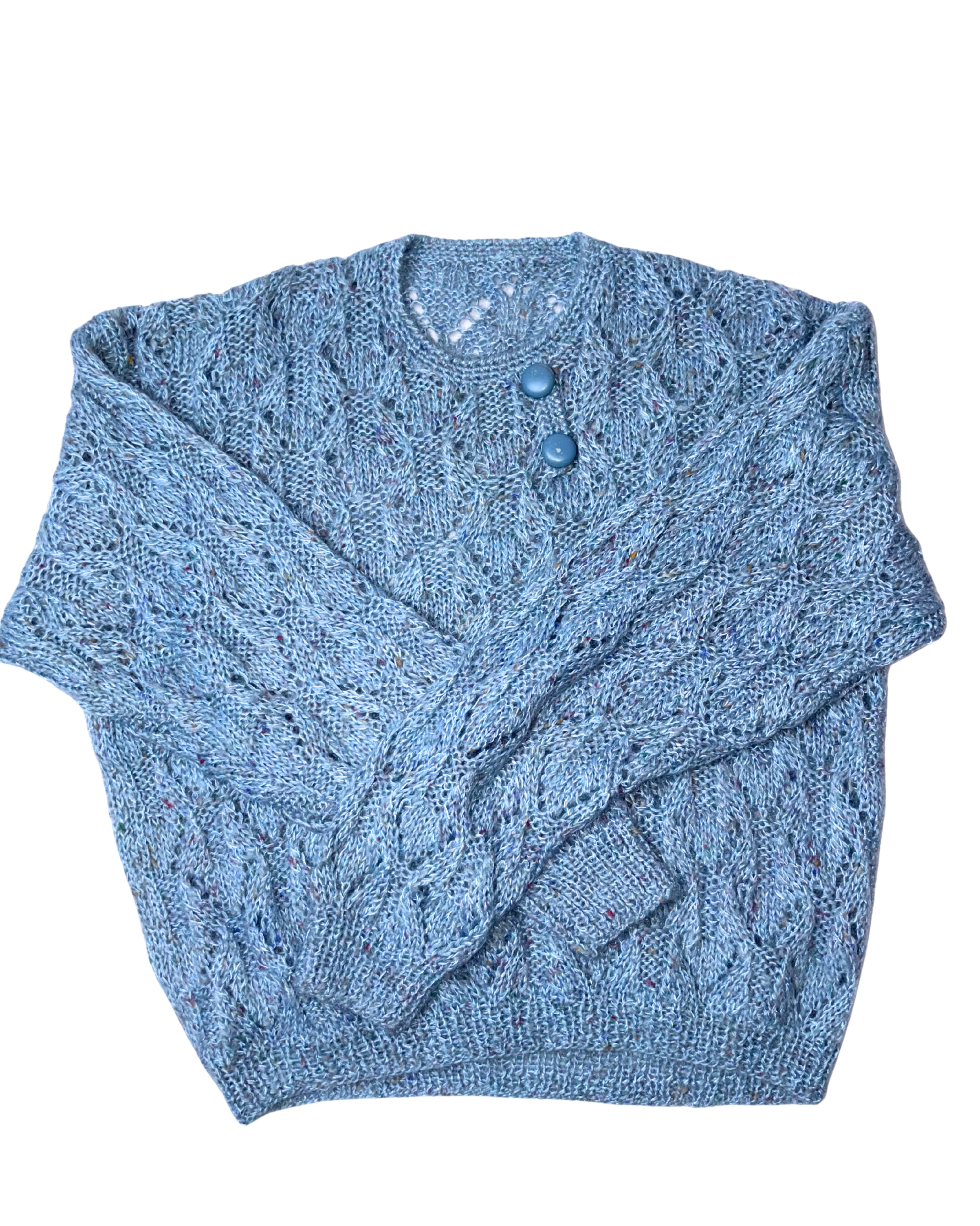 Pulover din Mohair albastru cu Butoni