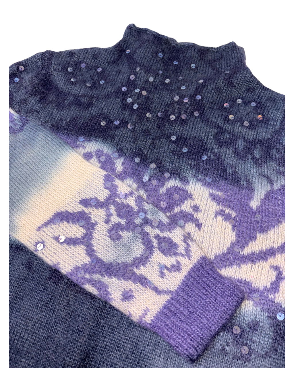 Pulover din Mohair Mov cu flori si paiete