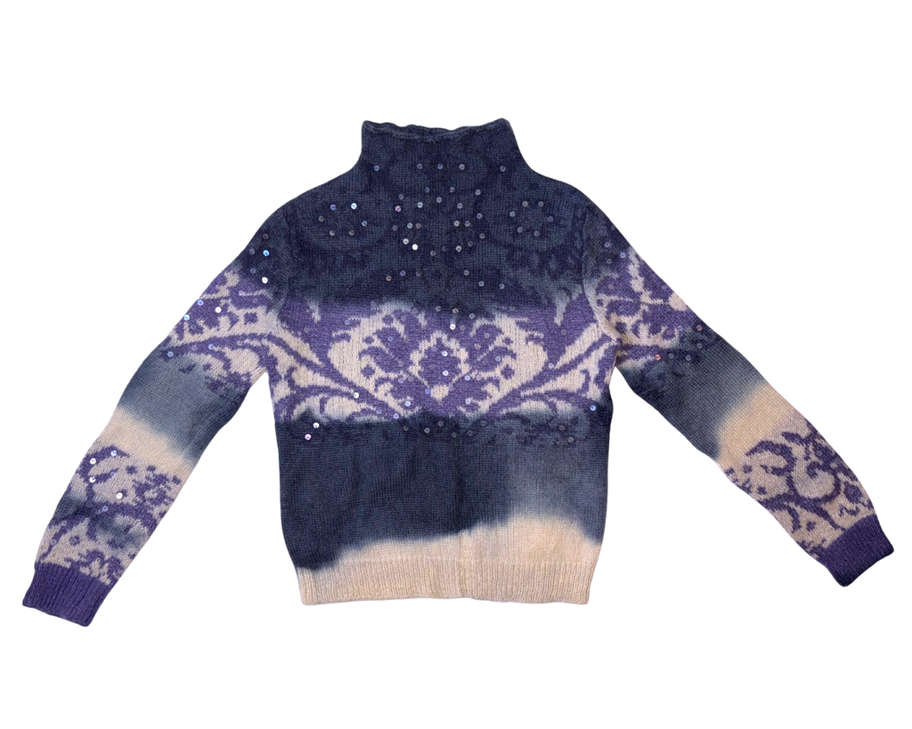 Pulover din Mohair Mov cu flori si paiete