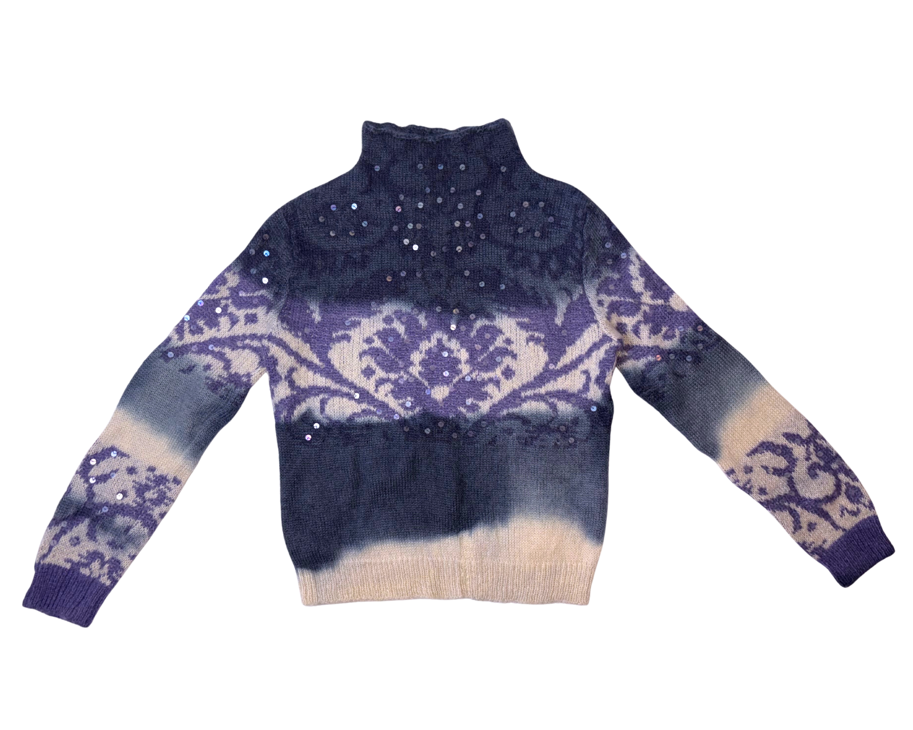 Pulover din Mohair Mov cu flori si paiete