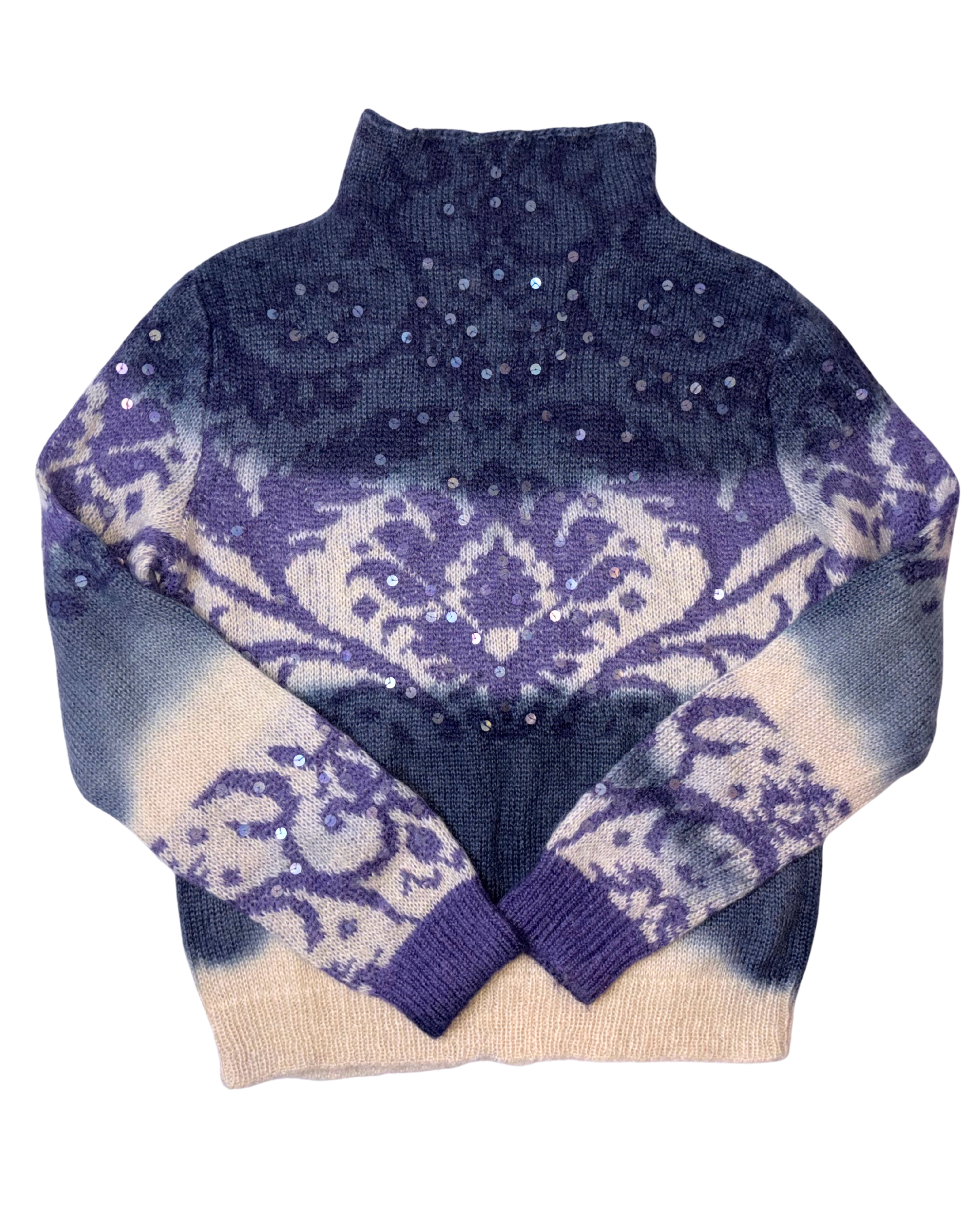 Pulover din Mohair Mov cu flori si paiete