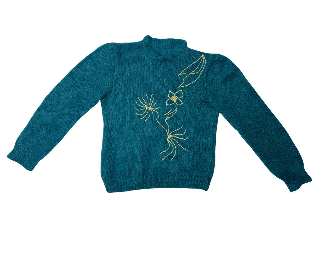 Pulover din Mohair cu broderie aurie